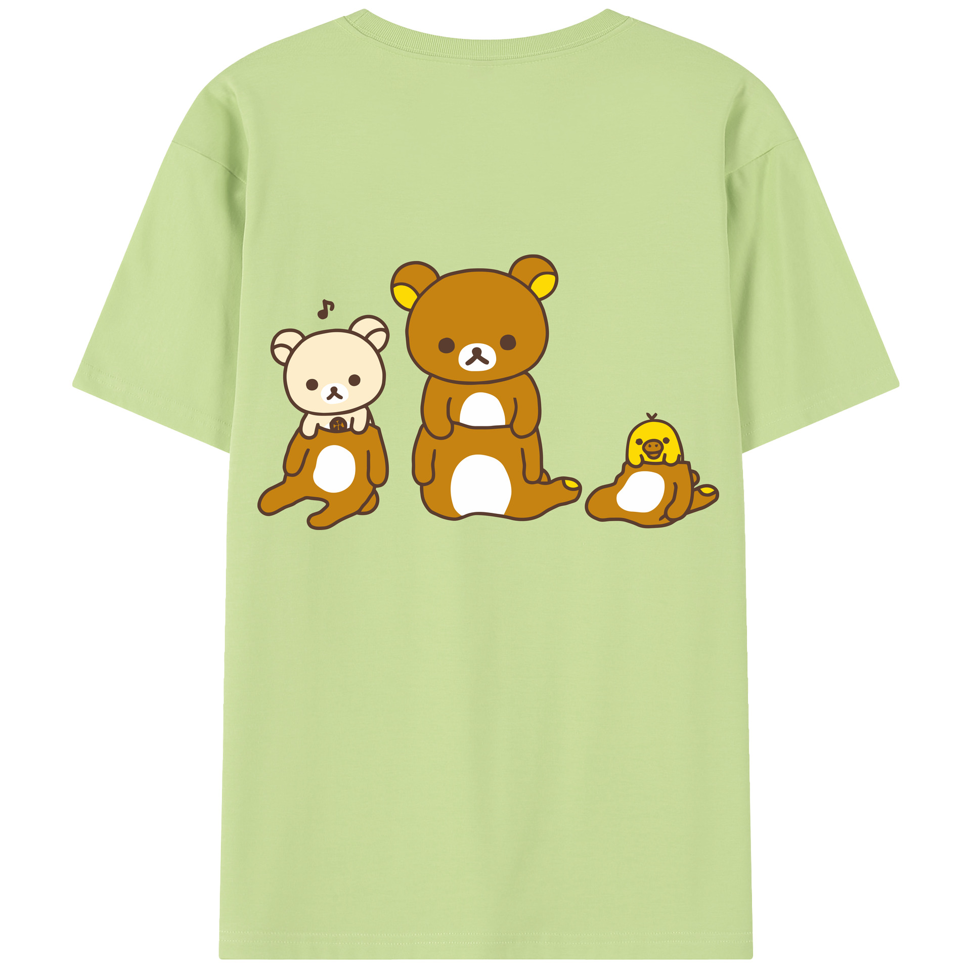 （画像用） リラックマ リラックマ キイロイトリ Rilakkuma Korilakkuma Kiiroitori 綿100％半袖Tシャツ（背面プリント）
